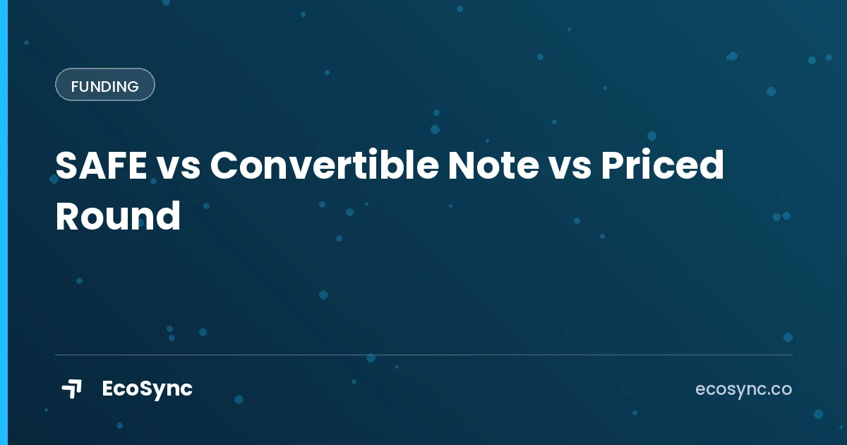 EcoSync article card: Funding - safe vs convertible note
